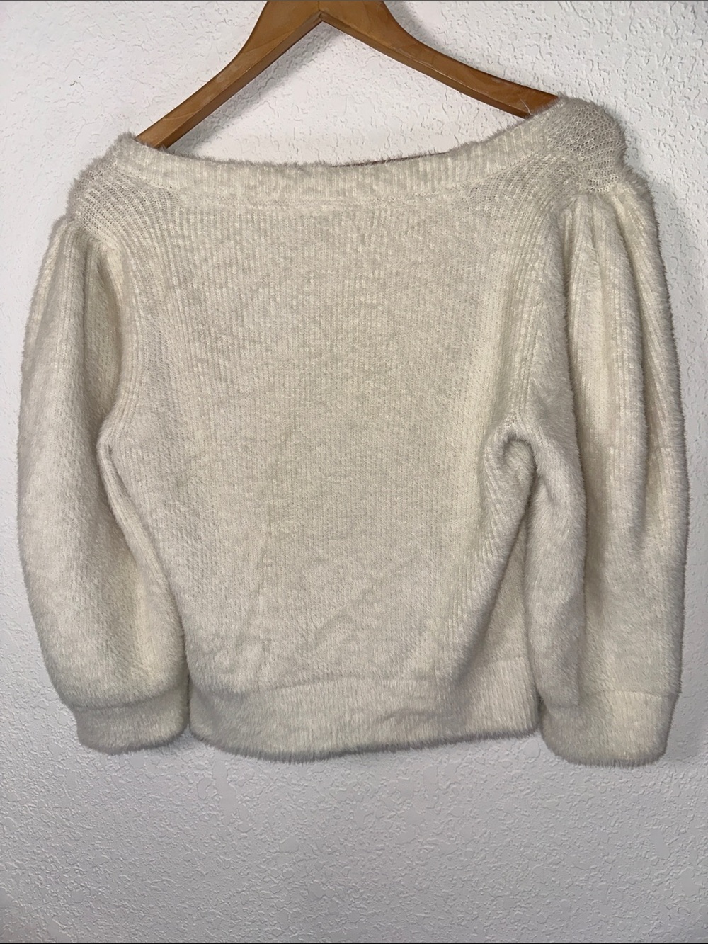 Free People Moon Beam Cream Scoop Neck Fuzzy Knit Sweater - Picture 4 of 4